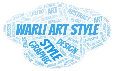 Warli sanat tarzı kelime bulutu.
