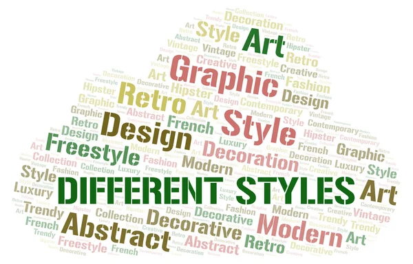 Different Styles Word Cloud White Background — Stock Photo, Image