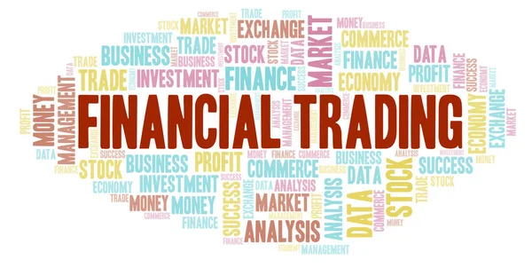 Negociação Financeira Nuvem Palavras Wordcloud Feita Apenas Com Texto — Fotografia de Stock