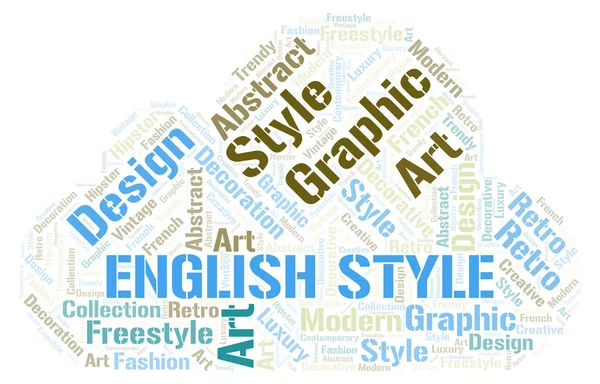 English Style Word Cloud White Background — стоковое фото