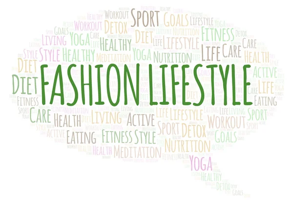 Fashion Lifestyle Parola Nuvola Wordcloud Realizzato Solo Con Testo — Foto Stock