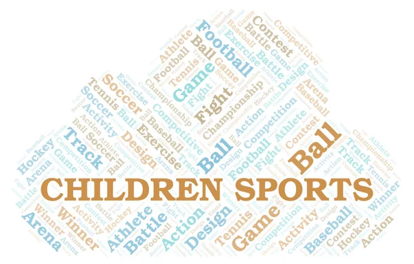 Barn Sport Word Cloud Wordcloud Gjorda Med Endast Text — Stockfoto