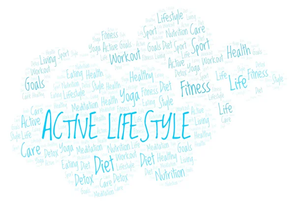 Nube Palabras Estilo Vida Activo Wordcloud Hecho Solo Con Texto — Foto de Stock