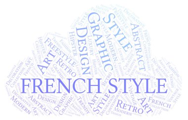 beyaz arka plan üzerinde fransızca tarzı kelime bulut