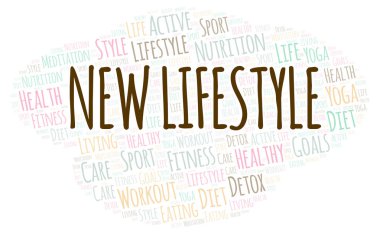 Yeni yaşam tarzı kelime bulutu.