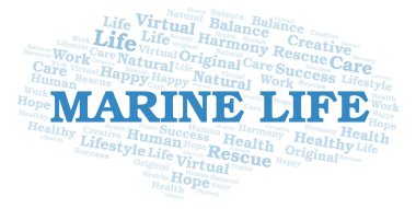 Deniz hayat kelime bulutu.
