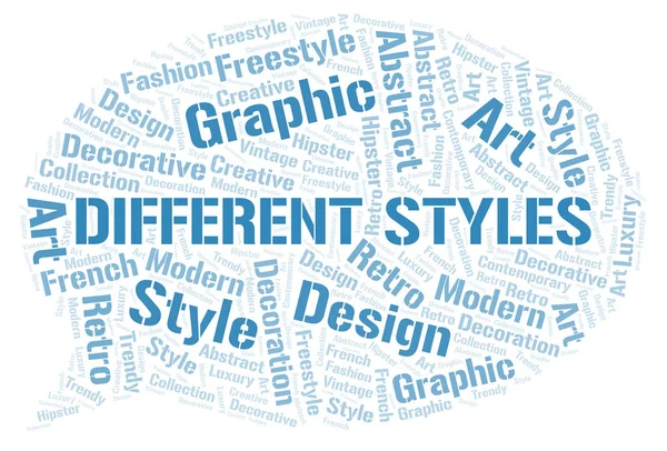 Different Styles Word Cloud White Background — Stock Photo, Image