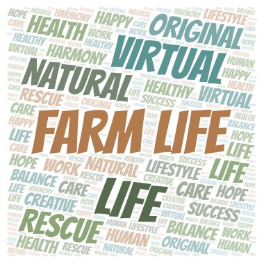 Çiftlik hayatı kelime bulutu.