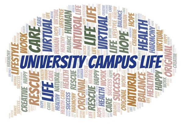 Σύννεφο λέξεων ζωή πανεπιστημιούπολη Πανεπιστήμιο. — Φωτογραφία Αρχείου