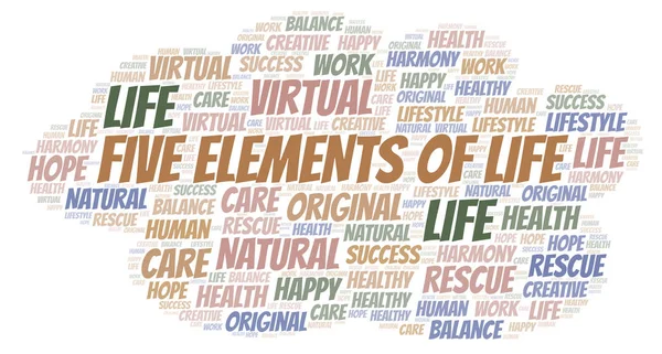 Cinco elementos da vida nuvem de palavras . — Fotografia de Stock