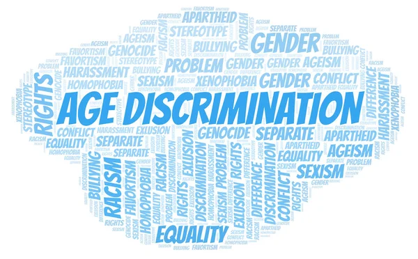 Életkor diszkrimináció - a fajta megkülönböztetés - szó felhő. — Stock Fotó