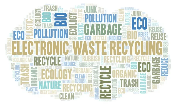 Resíduos Eletrônicos Reciclagem nuvem de palavras . — Fotografia de Stock