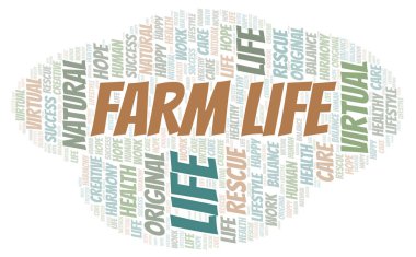 Çiftlik hayatı kelime bulutu.
