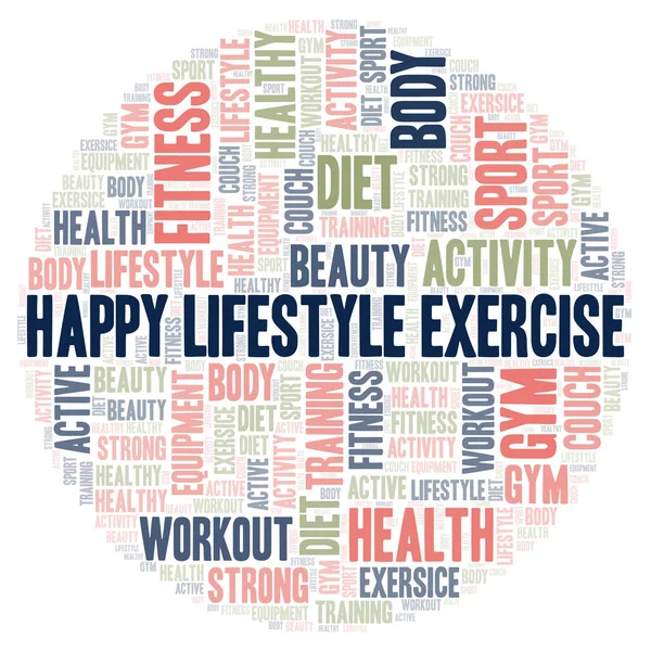 Happy Lifestyle Exercício nuvem de palavras . — Fotografia de Stock