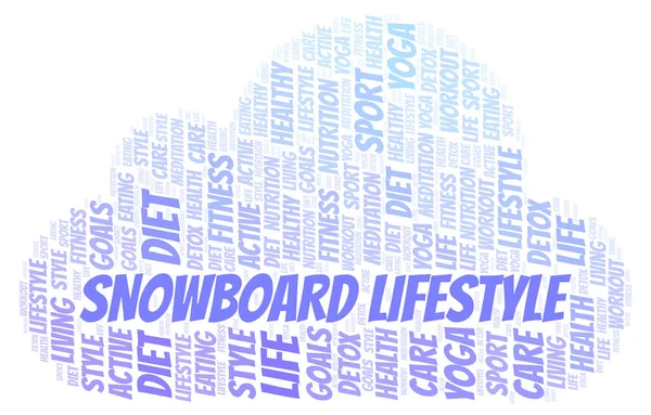 Snowboard Lifestyle Nuvem Palavras Wordcloud Feito Apenas Com Texto — Fotografia de Stock