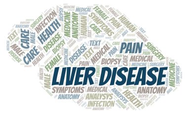 Karaciğer hastalığı kelime bulutu. Yalnızca metin ile yapılan Wordcloud.