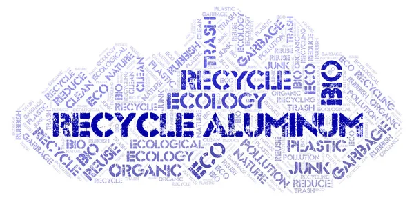Recycle Aluminum word cloud. Wordcloud made with text only.