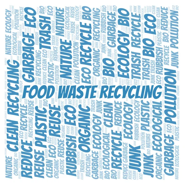食品废弃物回收字云 仅使用文本制作的文字云 — 图库照片
