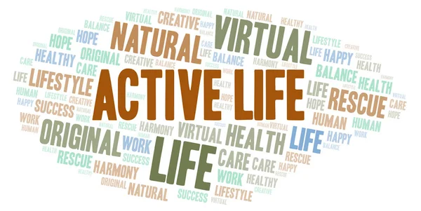 Nuvola Parole Active Life Wordcloud Realizzato Solo Con Testo — Foto Stock