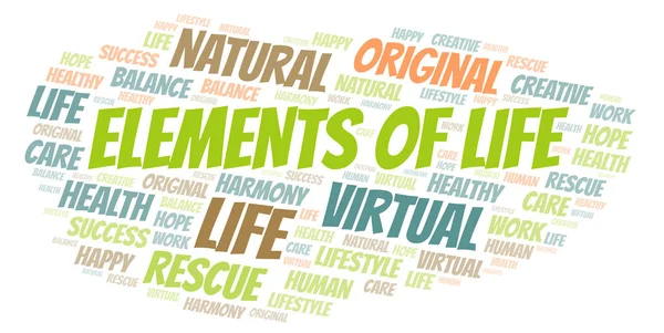 Elementos Vida Nuvem Palavras Wordcloud Feito Apenas Com Texto — Fotografia de Stock
