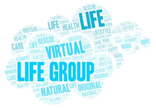 Grupo Vida Nuvem Palavras Wordcloud Feito Apenas Com Texto — Fotografia de Stock