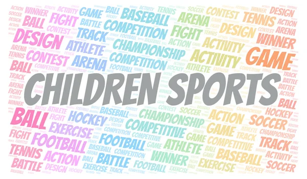 Kinderen Sporten Word Cloud Wordcloud Gemaakt Met Alleen Tekst — Stockfoto