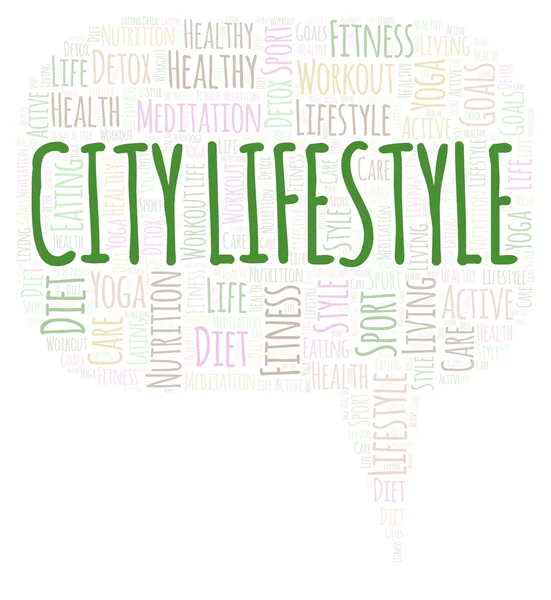 City Lifestyle Parola Nuvola Wordcloud Realizzato Solo Con Testo — Foto Stock