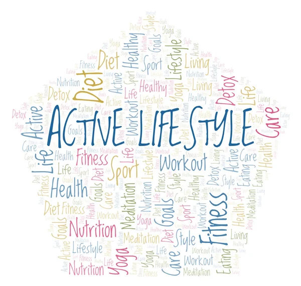 Active Lifestyle Word Cloud Wordcloud Realizat Numai Text — Fotografie, imagine de stoc