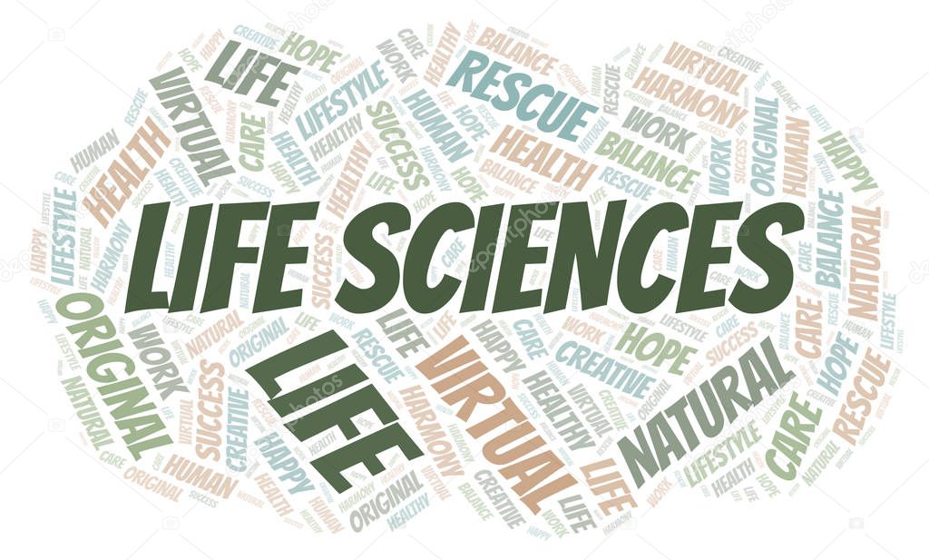 Life Sciences word cloud. Wordcloud made with text only.