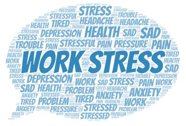 Stres sözcüğü bulut iş. Yalnızca metin ile yapılan Wordcloud.