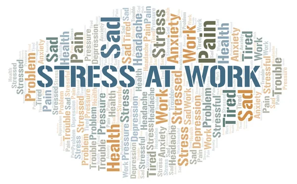 Stress Trabalho Nuvem Palavras Wordcloud Feito Apenas Com Texto — Vetor de Stock
