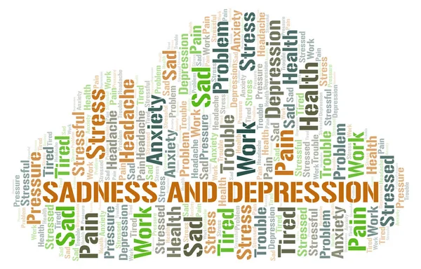 Nuvem Palavras Tristeza Depressão Wordcloud Feito Apenas Com Texto — Vetor de Stock