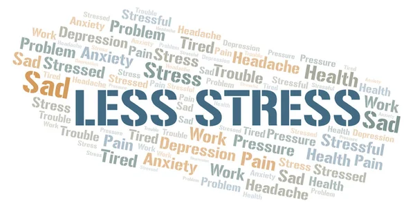 Minder Stress Word Cloud Wordcloud Gemaakt Met Alleen Tekst — Stockvector