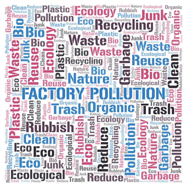 Factory Pollution word cloud. Wordcloud made with text only.