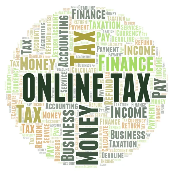 オンライン税の単語の雲 テキストのみで作られた Wordcloud — ストック写真