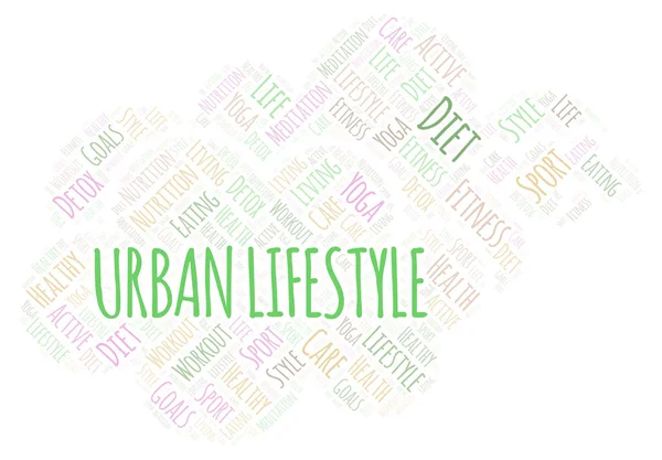 Urban Lifestyle Parola Nuvola Wordcloud Realizzato Solo Con Testo — Foto Stock