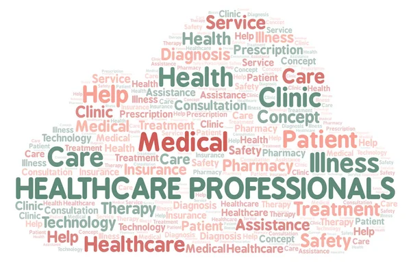 Sağlık Mesleği Mensupları Bulut Kelime Yalnızca Metin Ile Yapılan Wordcloud — Stok fotoğraf