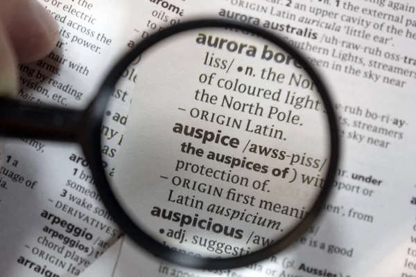 Word Phrase Auspice Dictionary — Stock Photo, Image