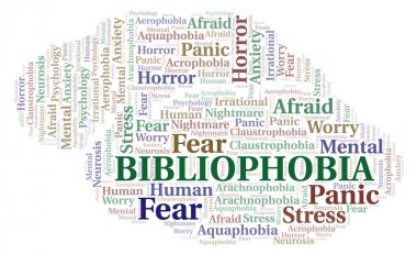 Bibliophobia kelime bulutu. Yalnızca metin ile yapılan Wordcloud.
