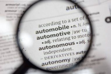 Sözlükte ifade otomotiv kelime.