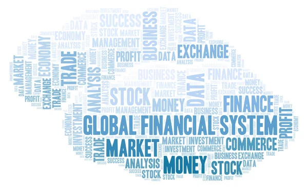 Global Financial System Nuvem Palavras Wordcloud Feita Apenas Com Texto — Fotografia de Stock