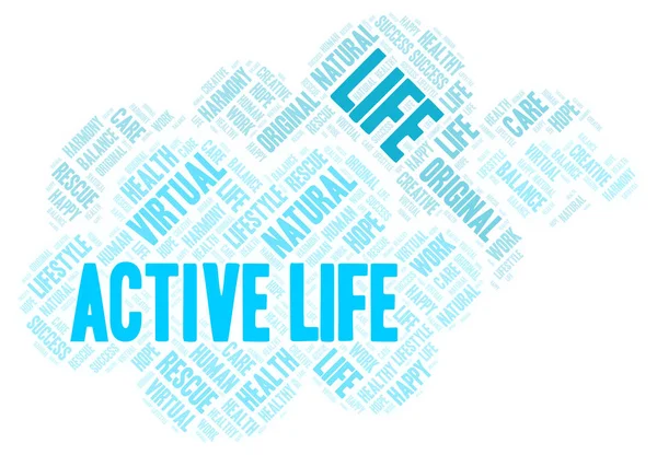 Nuvem Palavras Active Life Wordcloud Feito Apenas Com Texto — Fotografia de Stock