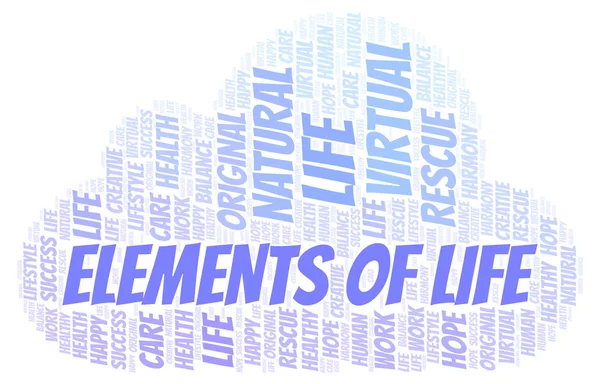 Elementos Vida Nuvem Palavras Wordcloud Feito Apenas Com Texto — Fotografia de Stock