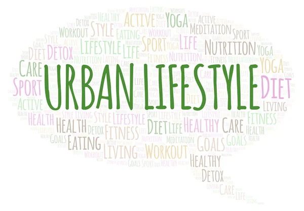 Urban Lifestyle Parola Nuvola Wordcloud Realizzato Solo Con Testo — Foto Stock