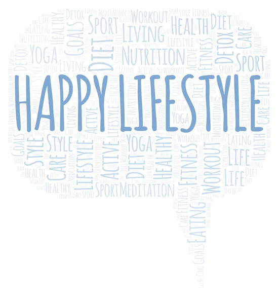 Happy Lifestyle Word Cloud Wordcloud Realizat Numai Text — Fotografie, imagine de stoc