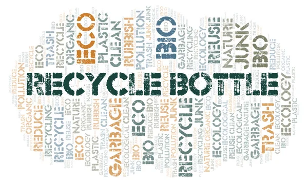 Recycle Bottle word cloud. Wordcloud made with text only.