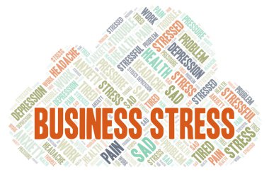 İş stresi kelime bulutu. Yalnızca metin ile yapılan Wordcloud.
