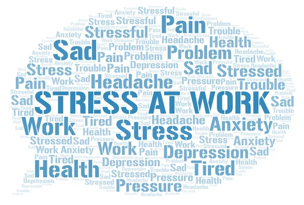 仕事でストレスの単語の雲 テキストのみで作られた Wordcloud — ストックベクタ