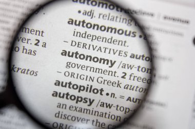 Sözlükte ifade özerklik sözcüğü.