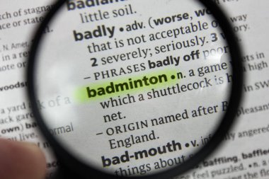 Sözlükte kelime veya ifade badminton.